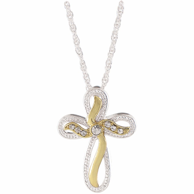 Two-Tone Cross Necklace, , large