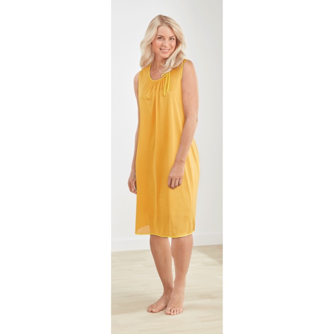2-Pack Sleeveless Tricot Nightgowns, Soft Yellow Mango, large