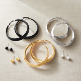 6-Pair Tricolor Earrings Set, , large