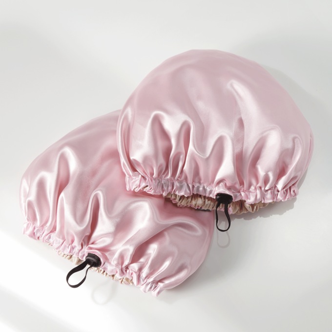 2-Pack Satin Sleep Caps, Pink, large