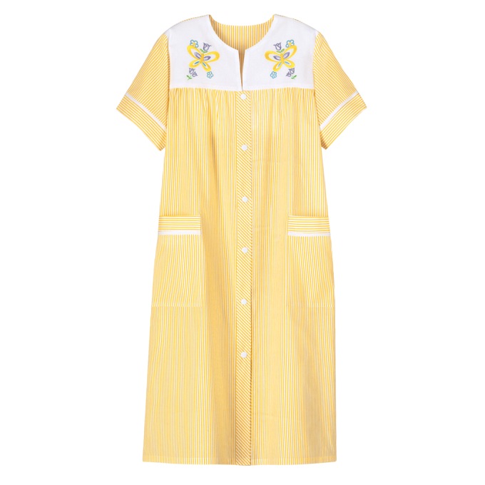 Duster With Embroidered Yoke, Sunshine Stripe, large