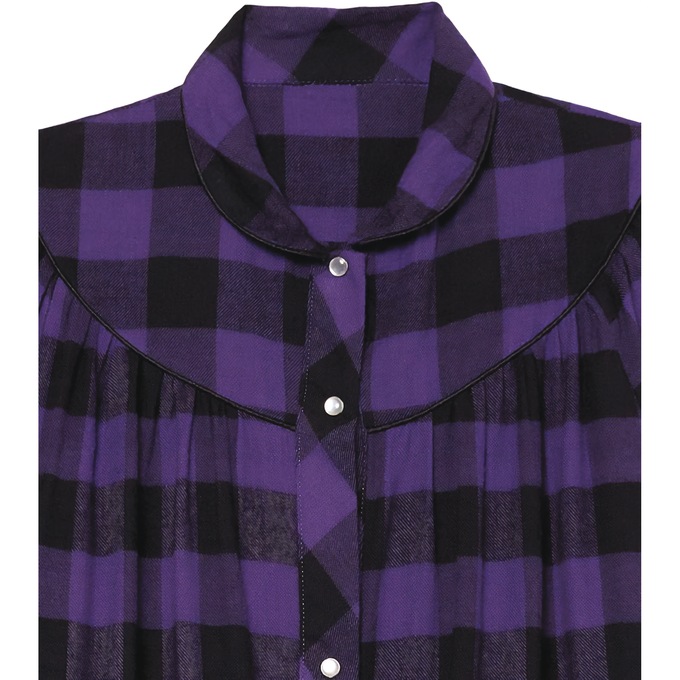 Flannel Snap-Front Duster, Purple, large