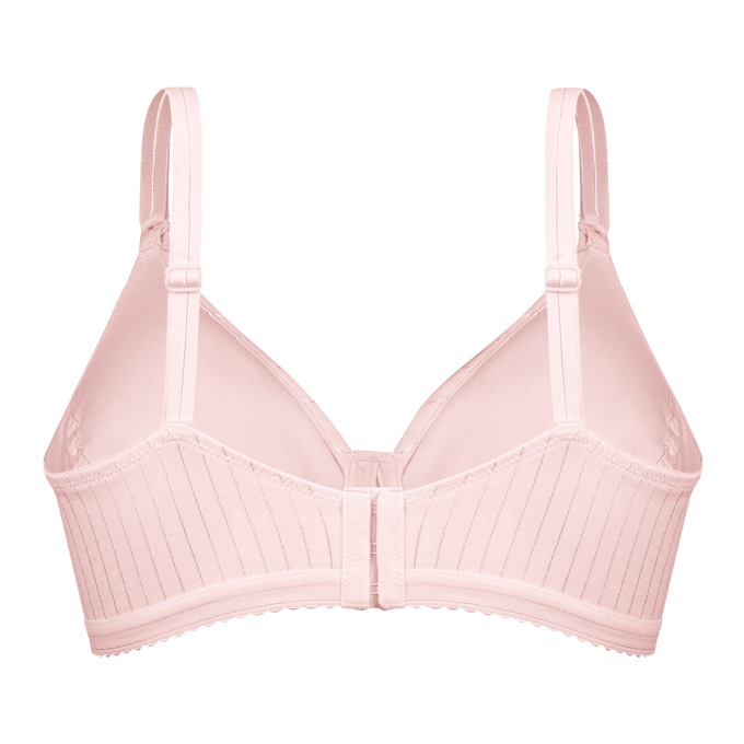 Bestform&reg; Striped Wireless Cotton Bra, Pink, large