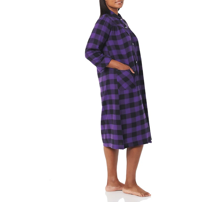 Flannel Snap-Front Duster, Purple, large