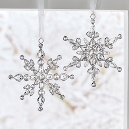 Set of 2 Jeweled Snowflakes, , large