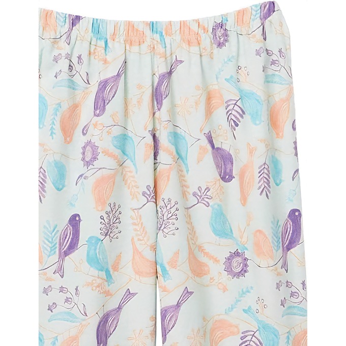 Cozee Corner Printed Flannel Pajamas, Mint Birds, large