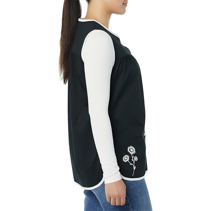 Easy-Care Button-Front Cobbler Apron, Black, large