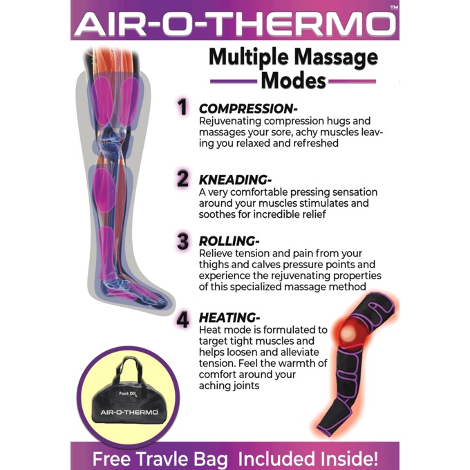 Air-O-Thermo Cordless Heated Leg Massager, , large