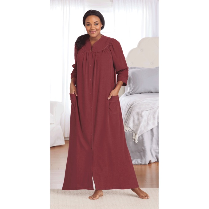 Snap-Front Long Terry Robe, , large
