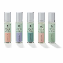 Aromatherapy Essential Oils Rollerballs 5-Pack, Bergamot, Lavender, Peppermint, Rosehip, Tea Tree, , large