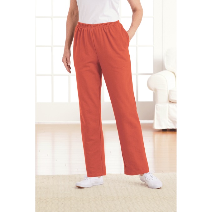 Casual Fleece Pants, Rust, large