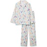 Cozee Corner Printed Flannel Pajamas, Mint Birds, large