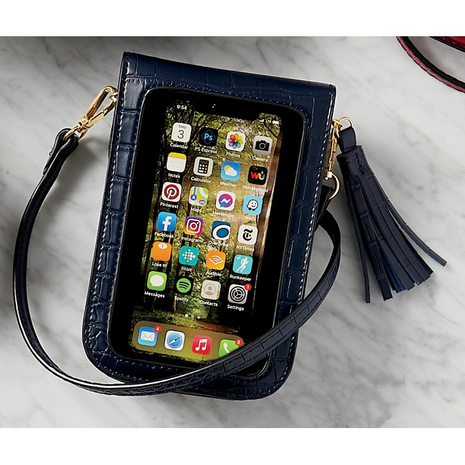 Zora Cell Phone Crossbody, Navy, large