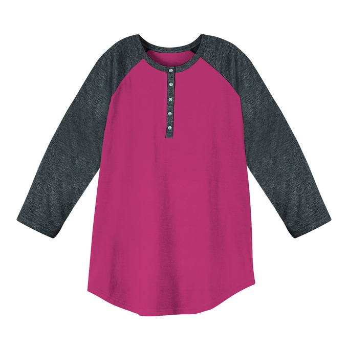 Henley Baseball Top, Plumberry Charcoal, large