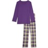 Women's Plaid Flannel PJ Set, Violet, large