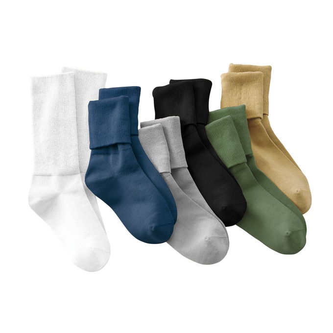 6 Pair of Seamless Compression Socks, Dark Multi, large
