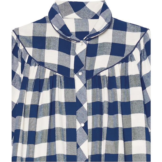 Flannel Snap-Front Duster, Navy, large