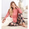 Women's Plaid Flannel PJ Set, Coral Blush, large