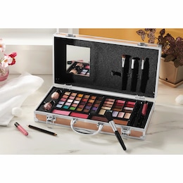 Luxe All-in-One Makeup Train Case with Over 50 Pieces, , large