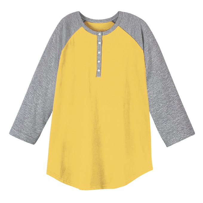 Henley Baseball Top, Gray Straw, large