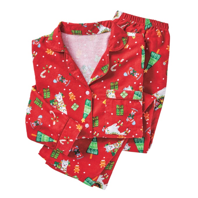 Cozee Corner Printed Flannel Pajamas, Llama, large