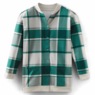 Snap-Front Cardigan, Tonal Plaid Print, large