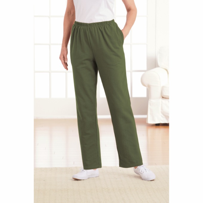 Casual Fleece Pants, Moss, large