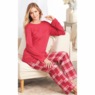 Women's Plaid Flannel PJ Set, Red, large