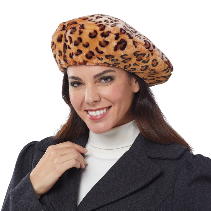 Faux Fur Beret, , large