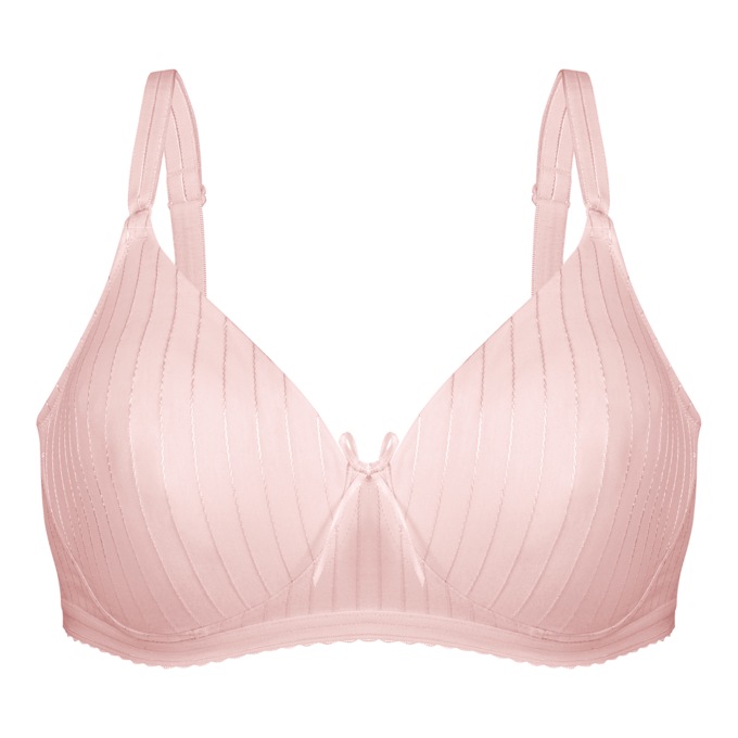 Bestform&reg; Striped Wireless Cotton Bra, Pink, large