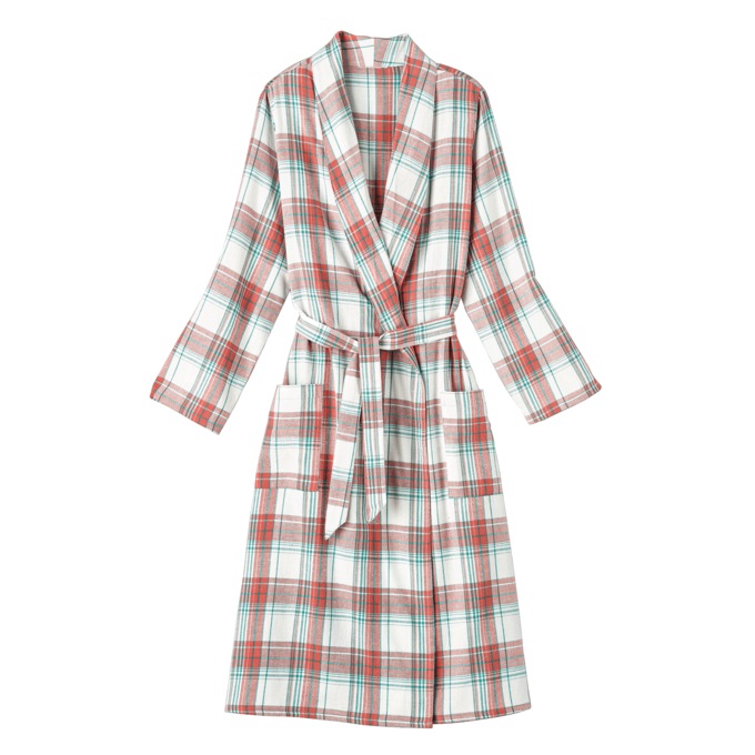 Women's Flannel Wrap Robe, Teal, large