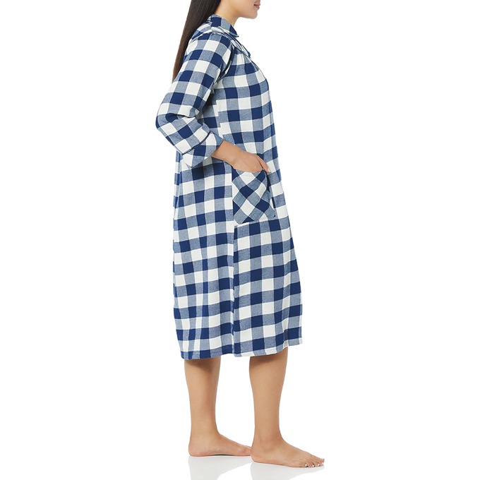 Flannel Snap-Front Duster, Navy, large