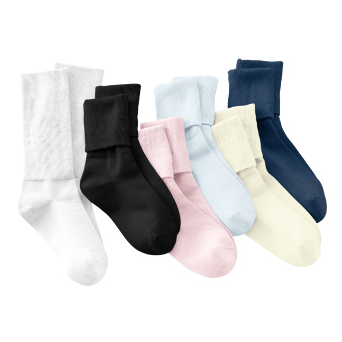 6 Pair of Seamless Compression Socks, Light Multi, large