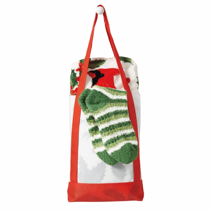 Tote, Throw & Socks Gift Set, Cardinal, large