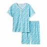 Print Shorty Pajama, Cyan Floral, large