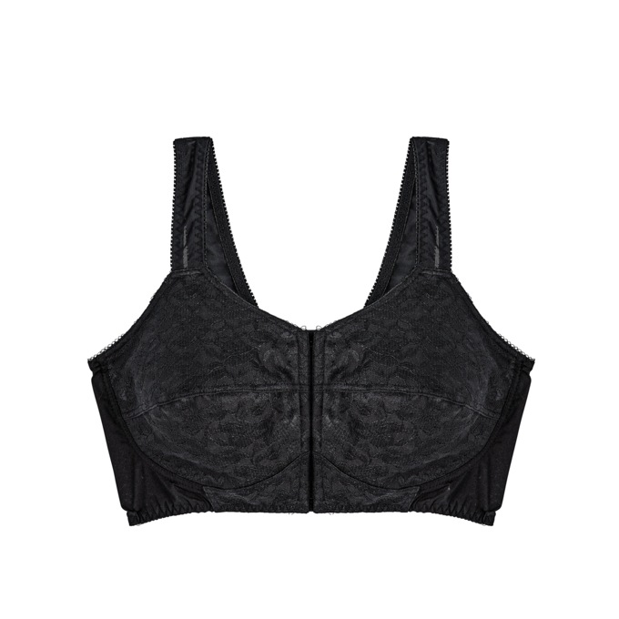 No Bones Front-Close Bra, Black, large