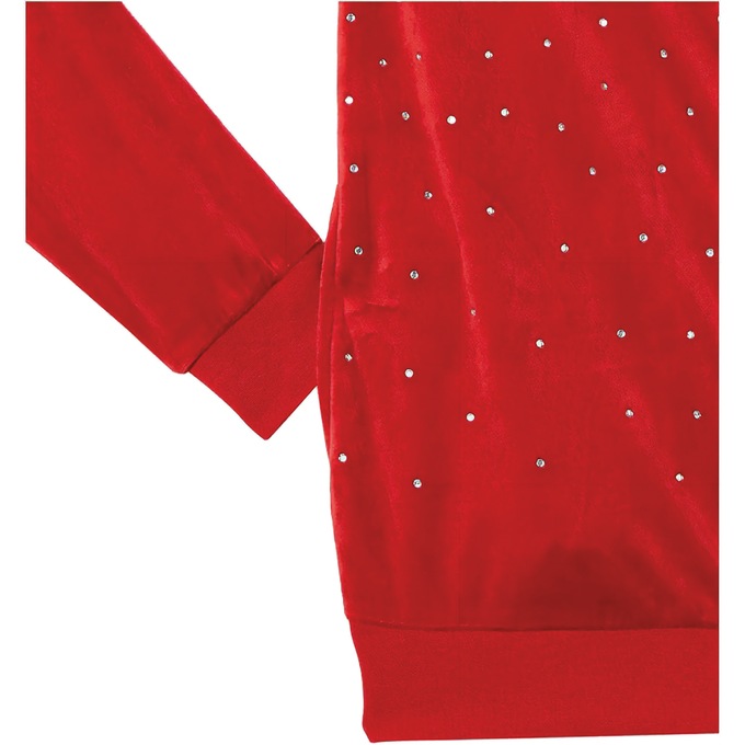 Velour Pant Set with Rhinestones, Red, large