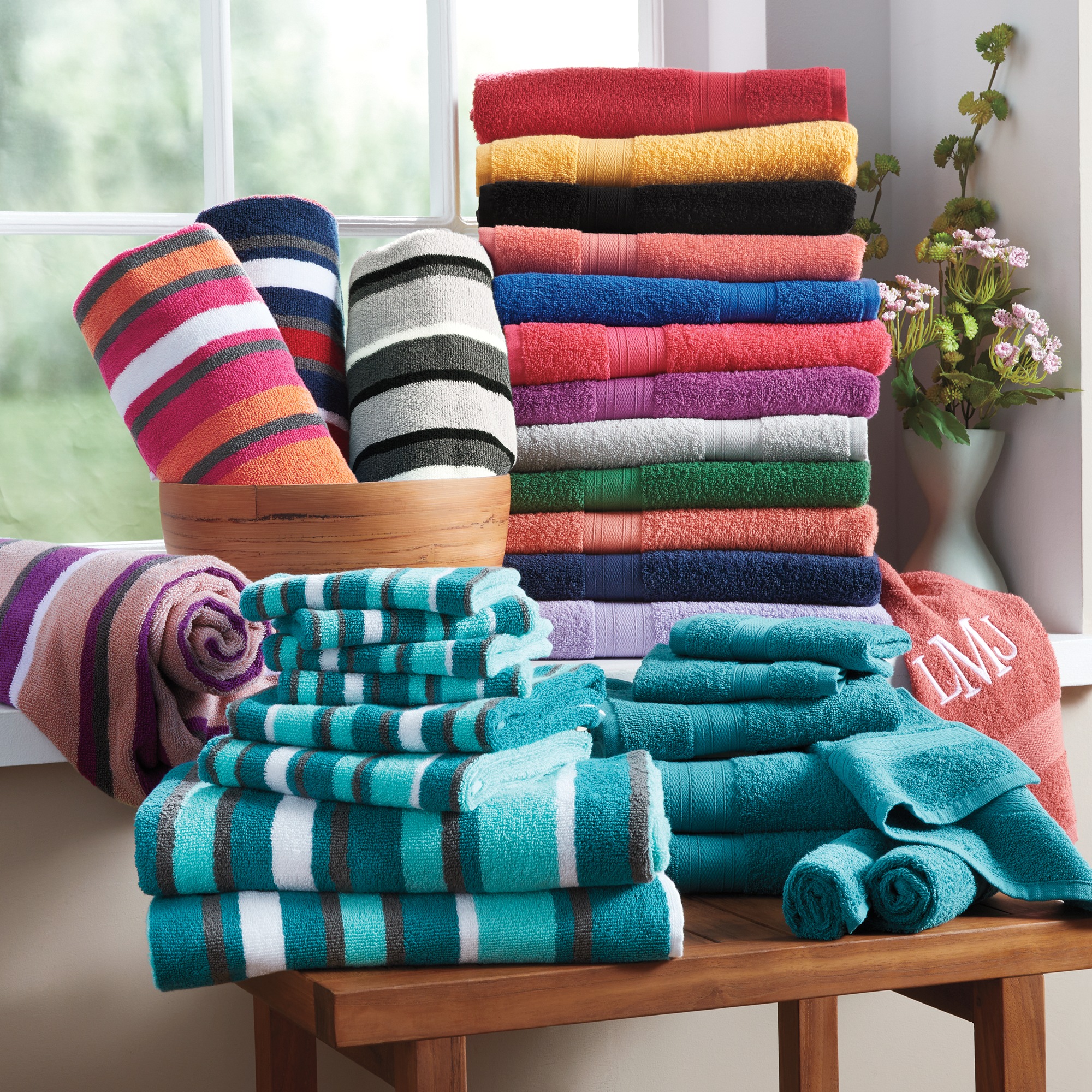 Color Connection Cotton Bath Towel Set, 8 Pieces, Black, large