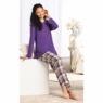 Women's Plaid Flannel PJ Set, Violet, large