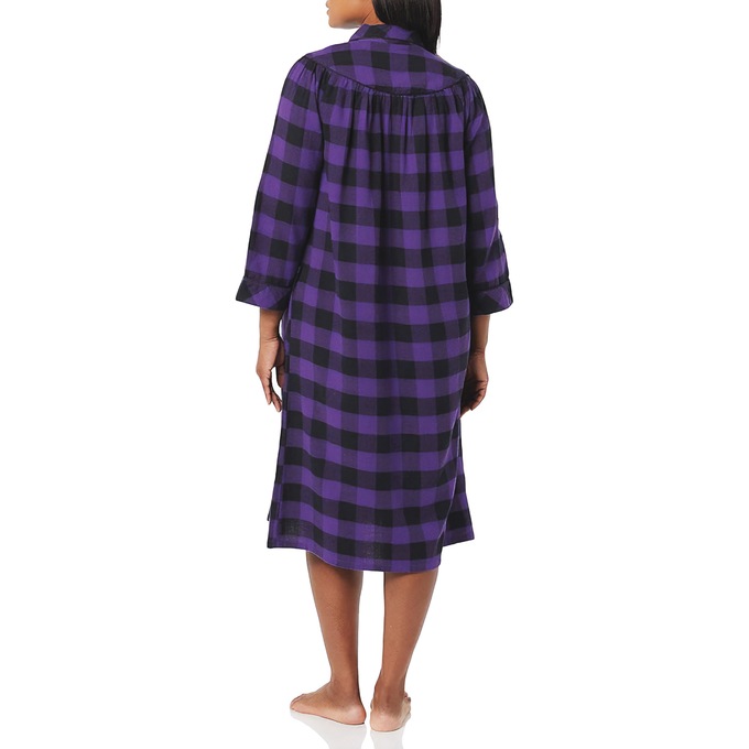 Flannel Snap-Front Duster, Purple, large