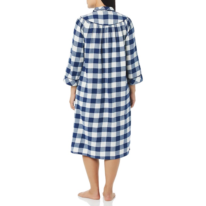 Flannel Snap-Front Duster, Navy, large