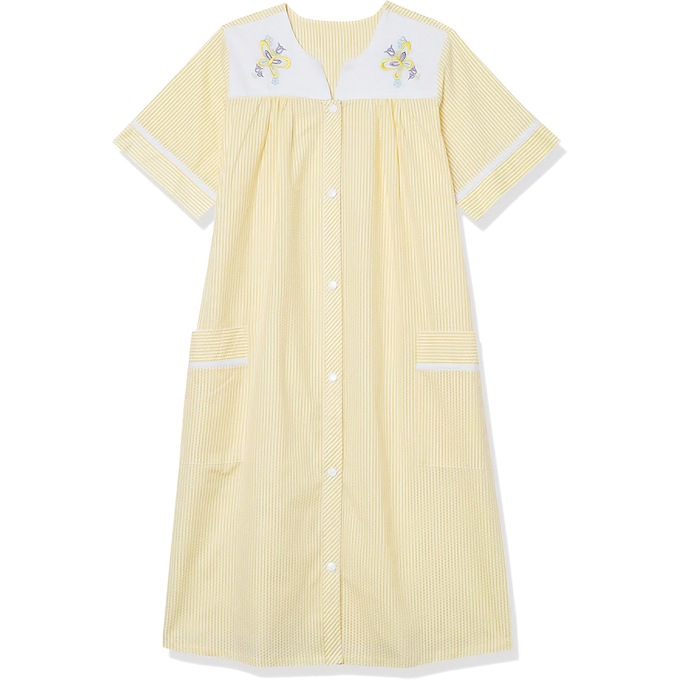Duster With Embroidered Yoke, Sunshine Stripe, large