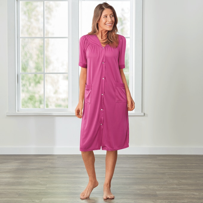 Polyester Snap-Front Duster, , large