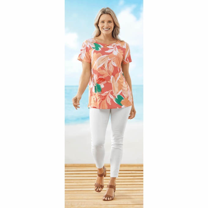 Basic  Floral Top, , large