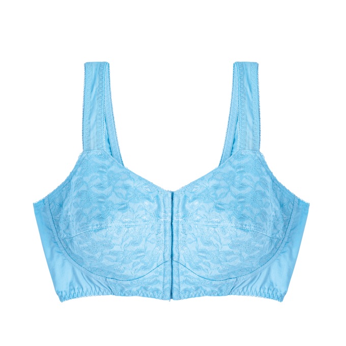 No Bones Front-Close Bra, Blue, large