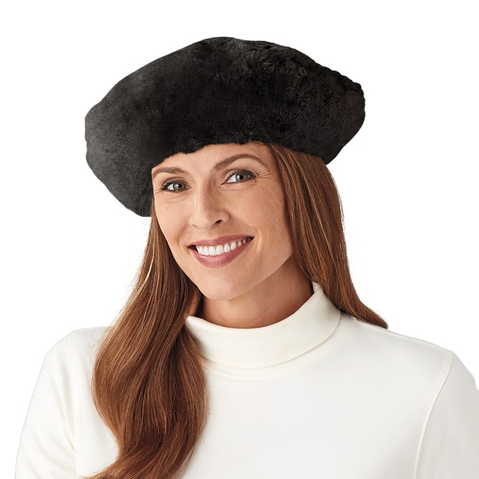 Faux Fur Beret, , large