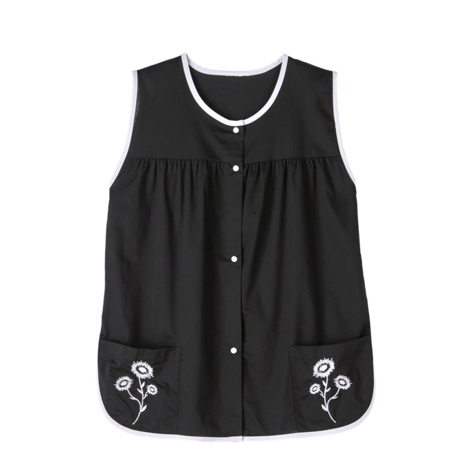 Easy-Care Button-Front Cobbler Apron, Black, large