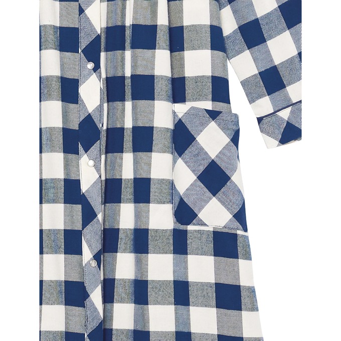 Flannel Snap-Front Duster, Navy, large