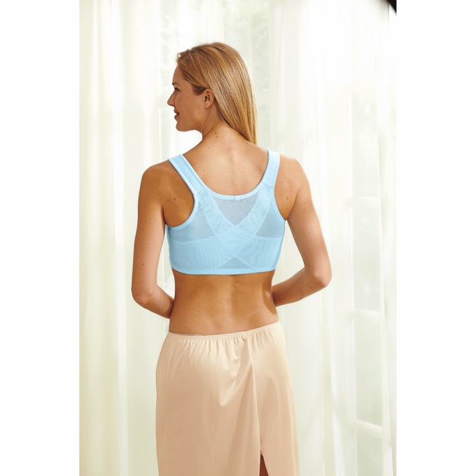 Embroidered Posture Bra, Light Blue, large