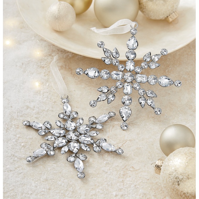 Set of 2 Jeweled Snowflakes, , large